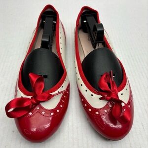 Bailarina Red and White Women's Bow Ballet Flats, size 39 EU, box 14